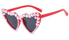 Load image into Gallery viewer, Love Heart Pearl Sunglasses Women Vintage Unique Luxury Brand Party Street Sun Glasses Female Shades Eyewear UV400