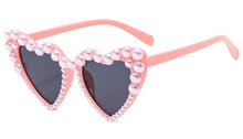 Load image into Gallery viewer, Love Heart Pearl Sunglasses Women Vintage Unique Luxury Brand Party Street Sun Glasses Female Shades Eyewear UV400