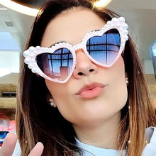 Load image into Gallery viewer, Love Heart Pearl Sunglasses Women Vintage Unique Luxury Brand Party Street Sun Glasses Female Shades Eyewear UV400