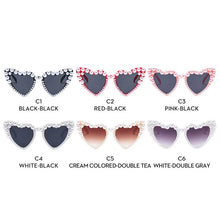 Load image into Gallery viewer, Love Heart Pearl Sunglasses Women Vintage Unique Luxury Brand Party Street Sun Glasses Female Shades Eyewear UV400