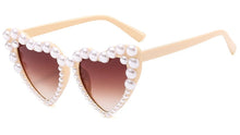 Load image into Gallery viewer, Love Heart Pearl Sunglasses Women Vintage Unique Luxury Brand Party Street Sun Glasses Female Shades Eyewear UV400