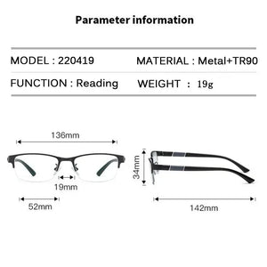 Men's Business Reading Glasses Retro Half Frame High Definition Presbyopia Eyeglasses Unisex Square Far-sighted Glasses