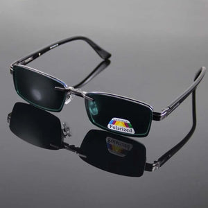 Fashion Optical Eyeglasses Frame Half Rimless Glasses Frame Men Women Alloy Frame and Polarized Sunglasses Clip On