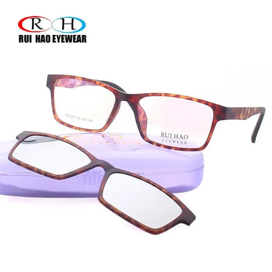 Optical Eyeglasses Frame Leopard Spectacles Rectangle Glasses Frame Prescription Glasses Polarized sunglasses clip on