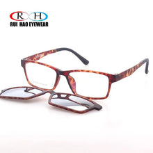 Load image into Gallery viewer, Optical Eyeglasses Frame Leopard Spectacles Rectangle Glasses Frame Prescription Glasses Polarized sunglasses clip on