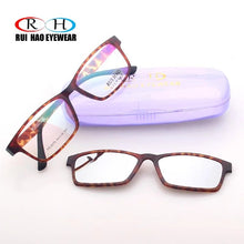 Load image into Gallery viewer, Optical Eyeglasses Frame Leopard Spectacles Rectangle Glasses Frame Prescription Glasses Polarized sunglasses clip on