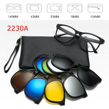 Load image into Gallery viewer, Optical Spectacle Frame Men Women Myopia With 5 Clip On Sunglasses Polarized Magnetic Glasses For Male Eyeglasses RS1019