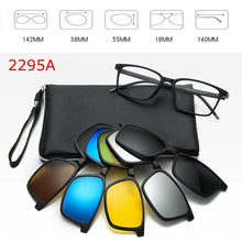 Load image into Gallery viewer, Optical Spectacle Frame Men Women Myopia With 5 Clip On Sunglasses Polarized Magnetic Glasses For Male Eyeglasses RS1019