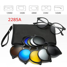 Load image into Gallery viewer, Optical Spectacle Frame Men Women Myopia With 5 Clip On Sunglasses Polarized Magnetic Glasses For Male Eyeglasses RS1019