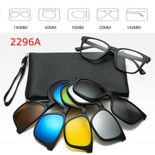 Load image into Gallery viewer, Optical Spectacle Frame Men Women Myopia With 5 Clip On Sunglasses Polarized Magnetic Glasses For Male Eyeglasses RS1019