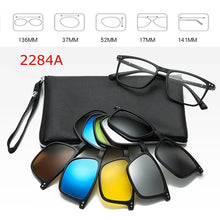Load image into Gallery viewer, Optical Spectacle Frame Men Women Myopia With 5 Clip On Sunglasses Polarized Magnetic Glasses For Male Eyeglasses RS1019