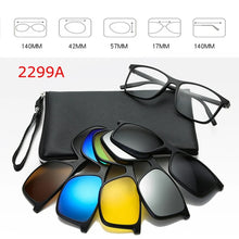Load image into Gallery viewer, Optical Spectacle Frame Men Women Myopia With 5 Clip On Sunglasses Polarized Magnetic Glasses For Male Eyeglasses RS1019