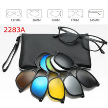 Load image into Gallery viewer, Optical Spectacle Frame Men Women Myopia With 5 Clip On Sunglasses Polarized Magnetic Glasses For Male Eyeglasses RS1019
