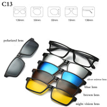 Load image into Gallery viewer, Optical Spectacle Frame Men Women With 5 Clip On Sunglasses Polarized Magnetic Glasses For Male Myopia Eyeglasses RS159