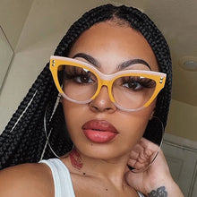 Load image into Gallery viewer, Orange Pink Two Tone Cat Eye Clear Glasses Women Anti-blue Eyeglasses Optical Computer Spectacles Traveling Glasses