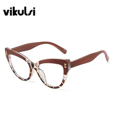 Load image into Gallery viewer, Orange Pink Two Tone Cat Eye Clear Glasses Women Anti-blue Eyeglasses Optical Computer Spectacles Traveling Glasses