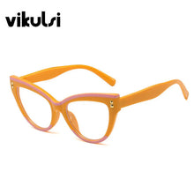 Load image into Gallery viewer, Orange Pink Two Tone Cat Eye Clear Glasses Women Anti-blue Eyeglasses Optical Computer Spectacles Traveling Glasses