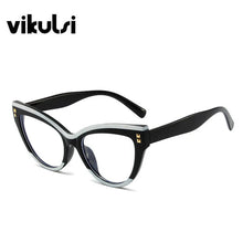 Load image into Gallery viewer, Orange Pink Two Tone Cat Eye Clear Glasses Women Anti-blue Eyeglasses Optical Computer Spectacles Traveling Glasses