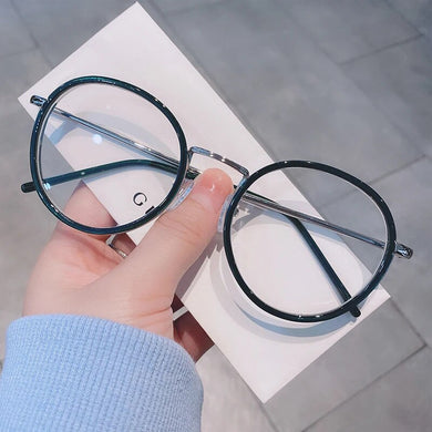 Fashion Oversized Round Eyewear Retro Women's Anti-blue Light Bloking Metal Frame Glasses Trend Optical Computer Eyeglasses