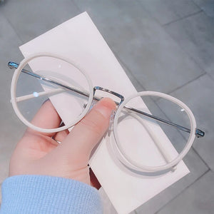 Fashion Oversized Round Eyewear Retro Women's Anti-blue Light Bloking Metal Frame Glasses Trend Optical Computer Eyeglasses