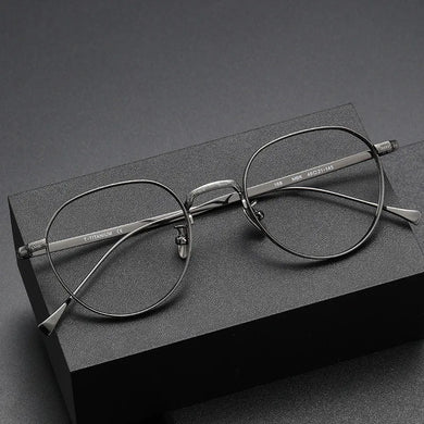 Pure Titanium Glasses Frame Men Women Optical Male Round Eyeglasses Frames Myopia Prescription Eye Glasses