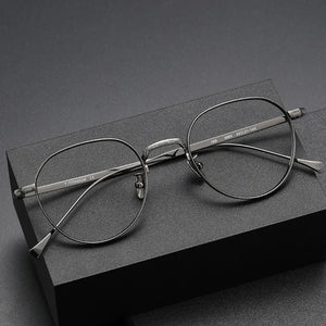 Pure Titanium Glasses Frame Men Women Optical Male Round Eyeglasses Frames Myopia Prescription Eye Glasses
