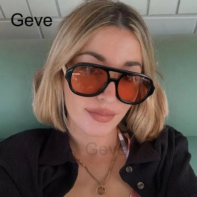 Retro Double Beam Pilot Sunglasses Women Classic Vintage Pilot Oversized Brown Sun Glasses Shades UV400 Eyeglasses