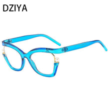 Carica l&#39;immagine nel visualizzatore di Gallery, Retro Optical Spectacle Frame Women&#39;s Luxury Pearl Square Cat&#39;s Eye Glasses Half-Frame Eyewear 60895