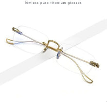 Load image into Gallery viewer, Fashion Retro-Vintage Gushhi Rimless Glasses Frame 55-19-143 Lightweight Pure-Titanium Business Rectangular Eyeglasses