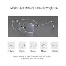 Load image into Gallery viewer, Rimless Business Eyewear Ultra Light Pure Titanium Spectacle Big Size Luxur Glasses Men Optical Prescription Eyeglasses