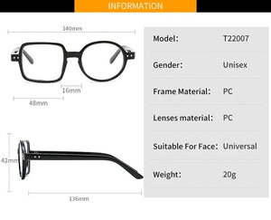 Fashion Round Glasses  Frame Women Men Clear Lens Square Anti-blue Light Glass Optical Spectacle Goggles Female Eyeglass
