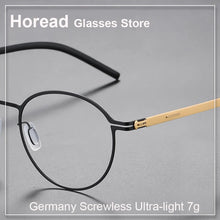 Load image into Gallery viewer, Round Screwless Ultra-light Glasses Frame Men Women Germany Stainless Steel Myopia Prescription Eyeglasses Read Eyewear