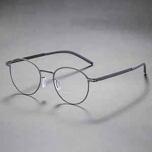 Round Screwless Ultra-light Glasses Frame Men Women Germany Stainless Steel Myopia Prescription Eyeglasses Read Eyewear