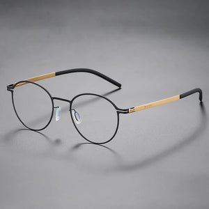 Round Screwless Ultra-light Glasses Frame Men Women Germany Stainless Steel Myopia Prescription Eyeglasses Read Eyewear