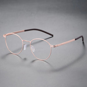 Round Screwless Ultra-light Glasses Frame Men Women Germany Stainless Steel Myopia Prescription Eyeglasses Read Eyewear