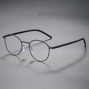 Round Screwless Ultra-light Glasses Frame Men Women Germany Stainless Steel Myopia Prescription Eyeglasses Read Eyewear