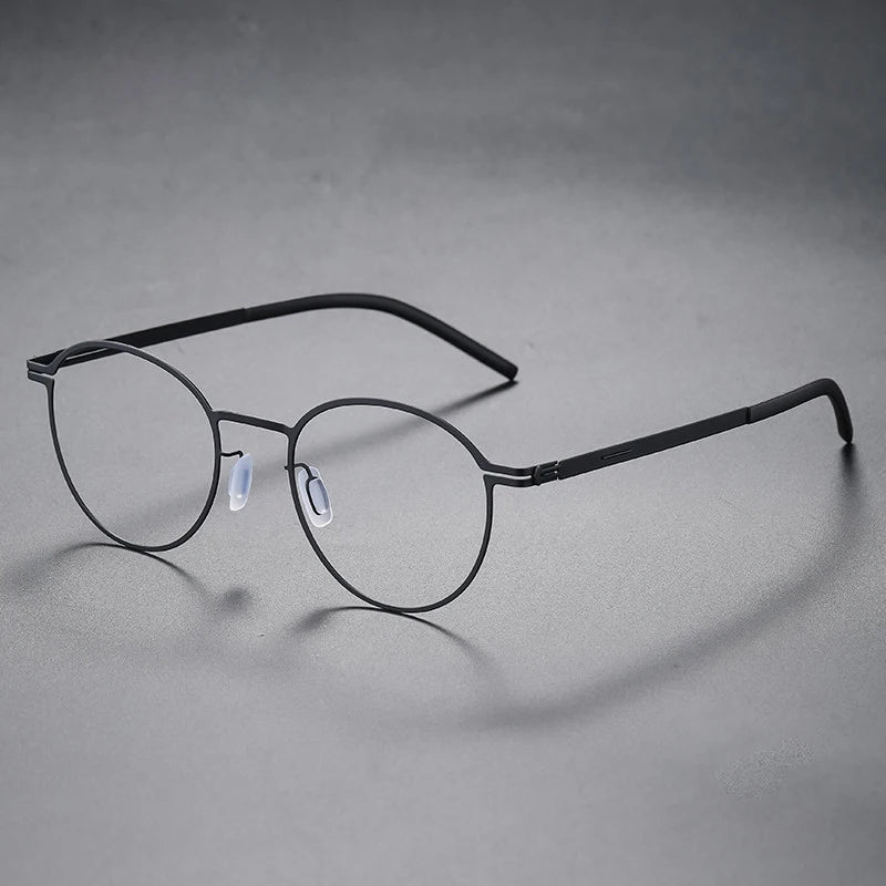 Round Screwless Ultra-light Glasses Frame Men Women Germany Stainless Steel Myopia Prescription Eyeglasses Read Eyewear