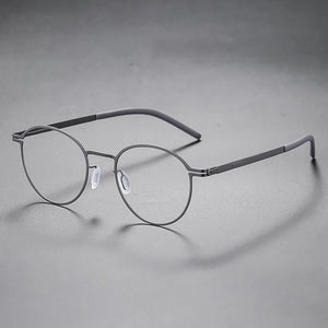 Round Screwless Ultra-light Glasses Frame Men Women Germany Stainless Steel Myopia Prescription Eyeglasses Read Eyewear