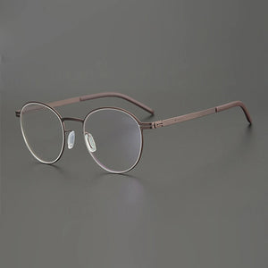 Round Screwless Ultra-light Glasses Frame Men Women Germany Stainless Steel Myopia Prescription Eyeglasses Read Eyewear