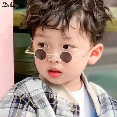 Small Round Frame Metal Crown Frame Boys and Girls Baby Glasses Funny Children's Sunglasses