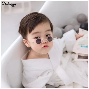 Small Round Frame Metal Crown Frame Boys and Girls Baby Glasses Funny Children's Sunglasses