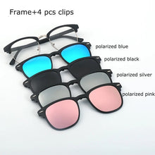 Load image into Gallery viewer, Spectacle Frame Eyeglasses Men Women With Polarized Clip On Sunglasses Magnetic Glasses Male Myopia Optical RS2218