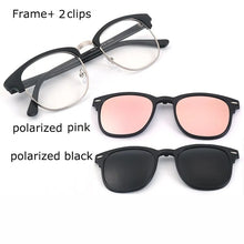 Load image into Gallery viewer, Spectacle Frame Eyeglasses Men Women With Polarized Clip On Sunglasses Magnetic Glasses Male Myopia Optical RS2218
