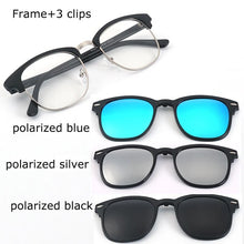 Load image into Gallery viewer, Spectacle Frame Eyeglasses Men Women With Polarized Clip On Sunglasses Magnetic Glasses Male Myopia Optical RS2218