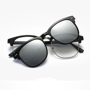 Spectacle Frame Eyeglasses Men Women With Polarized Clip On Sunglasses Magnetic Glasses Male Myopia Optical RS2218