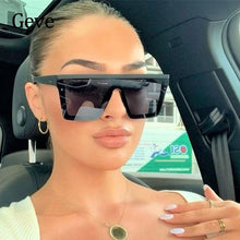 Load image into Gallery viewer, Square Oversized Sunglasses For Woman Brand Design Flat Top Mirror Female Sun Glasses Big Frame Eyewear UV400