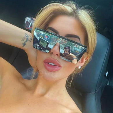 Square Oversized Sunglasses For Woman Brand Design Flat Top Mirror Female Sun Glasses Big Frame Eyewear UV400