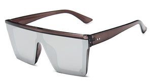 Square Oversized Sunglasses For Woman Brand Design Flat Top Mirror Female Sun Glasses Big Frame Eyewear UV400