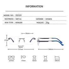 Load image into Gallery viewer, Fashion Titanium Rimless Eyeglasses Frame Brand designer Men Glasses Reading Glasses Optical Prescpriton Lenses Glasses