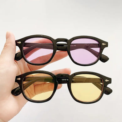 Vintage Johnny Depp Style Round Sunglasses Clear Tinted Lens Brand Design Party Show Men Women Sun Glasses Oculos De Sol